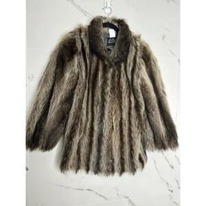 Raccoon Jacket- Size M/L Vintage Furs) Burningman Festival Mobwife Pristine Warm